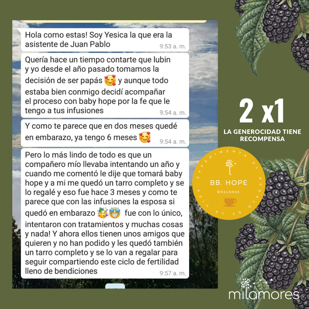 2x1 Embarazos logrados con la Infusión BabyHope de Milamores